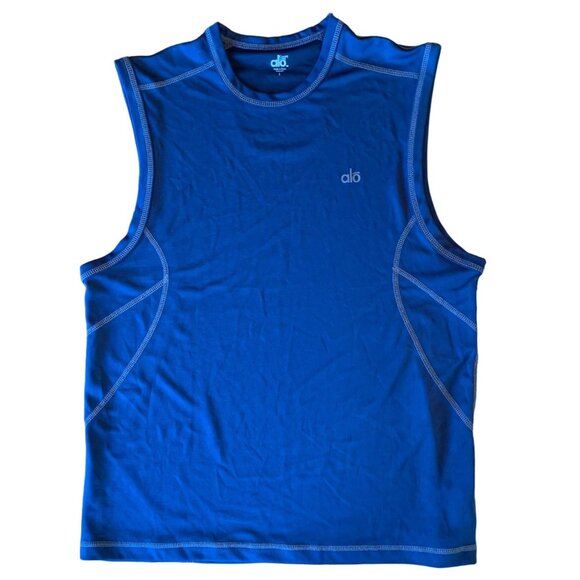 ALO CoolFit Athletic Tank Top Mens L Large Navy Blue Muscle Shirt Men Workout - Picture 1 of 8